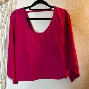 Zara hot pink back bowl cotton blouse